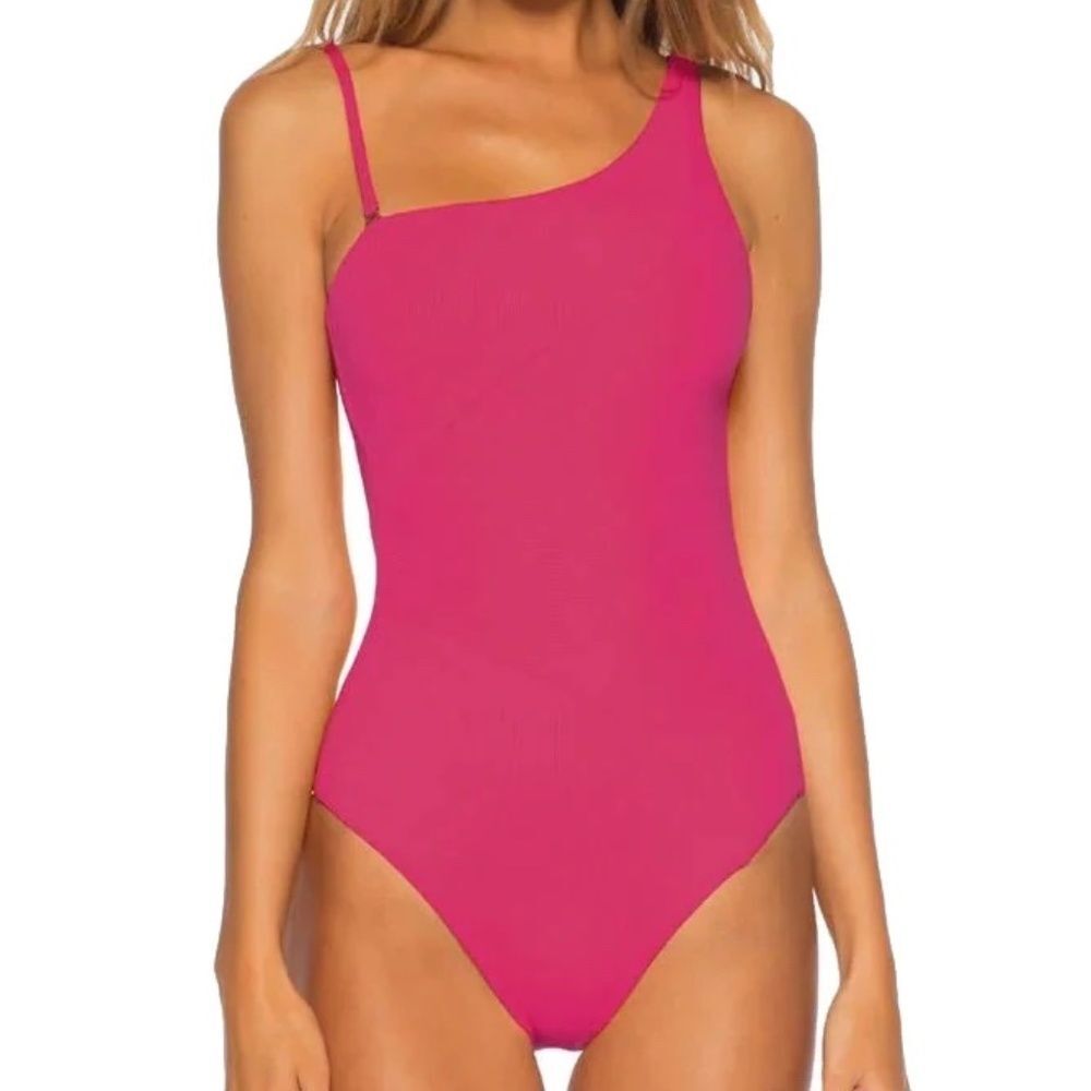 Becca Fine Line Asymmetrical One Piece Swimsuit L/G Raspberry
